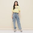 ピンク ラテ(PINK-latte)の【130cmあり】バルーンデニムロゴTシャツ24