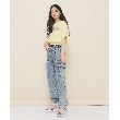ピンク ラテ(PINK-latte)の【130cmあり】バルーンデニムロゴTシャツ23