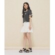 ピンク ラテ(PINK-latte)の【130cmあり】フロントロゴ袖リボンリンガーTシャツ21