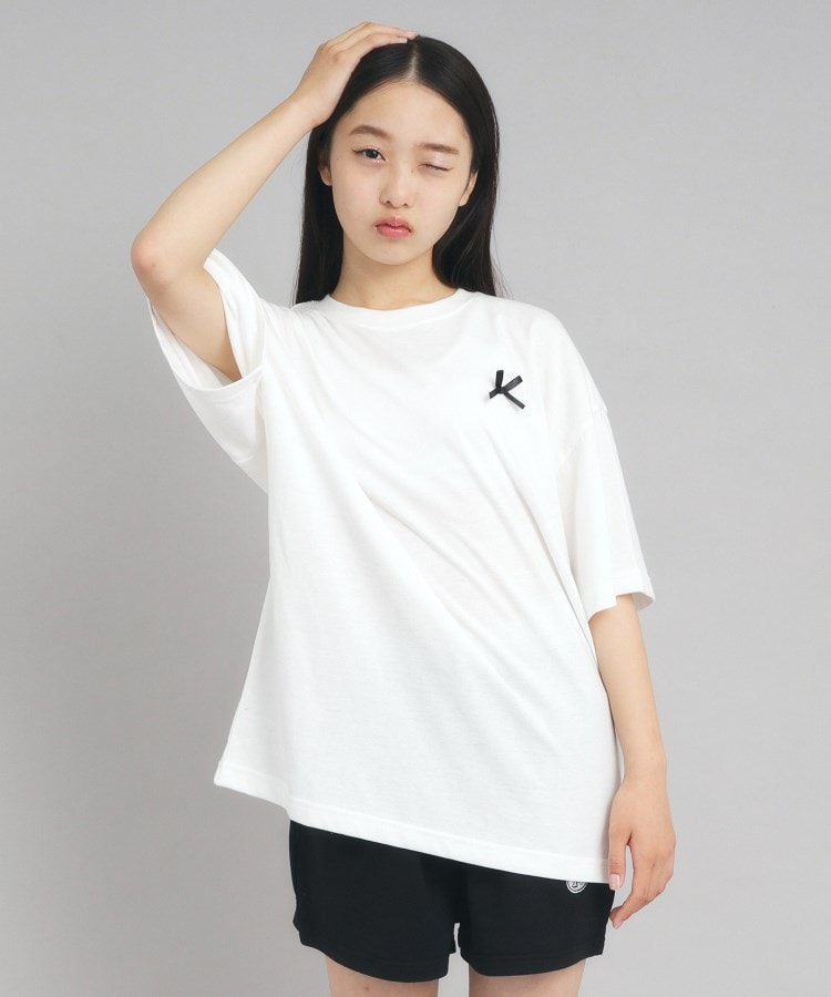 ピンク ラテ(PINK-latte)の【130cmあり】バックフォトプリントTシャツ1