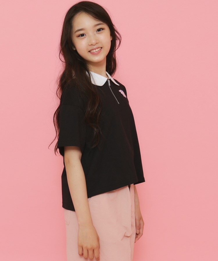 ピンク ラテ(PINK-latte)のポロ衿ハーフジップTシャツ6