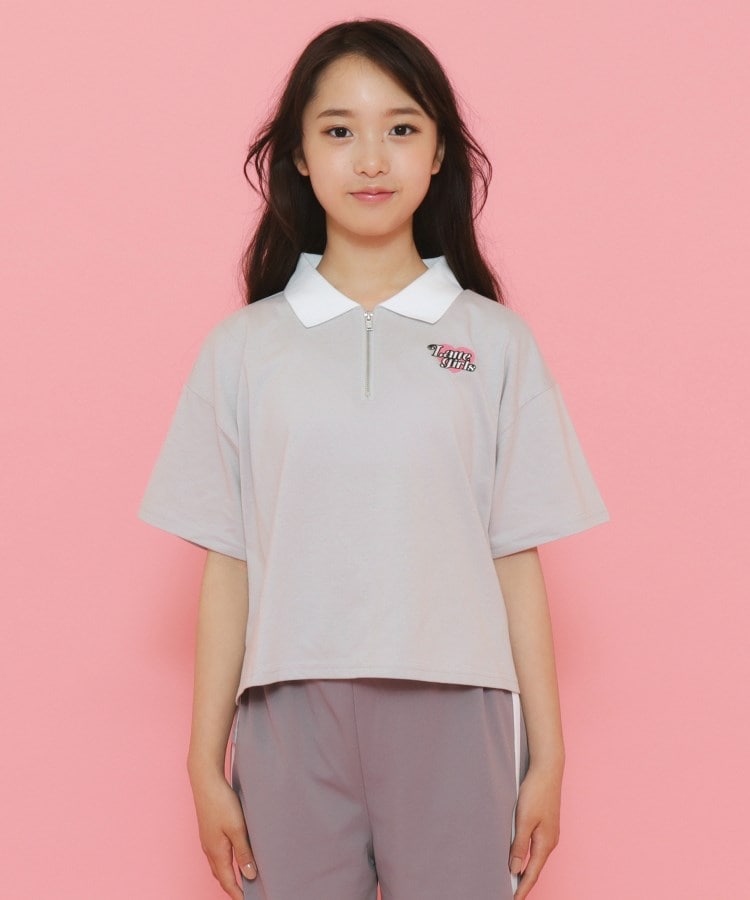 ピンク ラテ(PINK-latte)のポロ衿ハーフジップTシャツ13