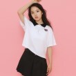 ピンク ラテ(PINK-latte)のポロ衿ハーフジップTシャツ オフホワイト(003)