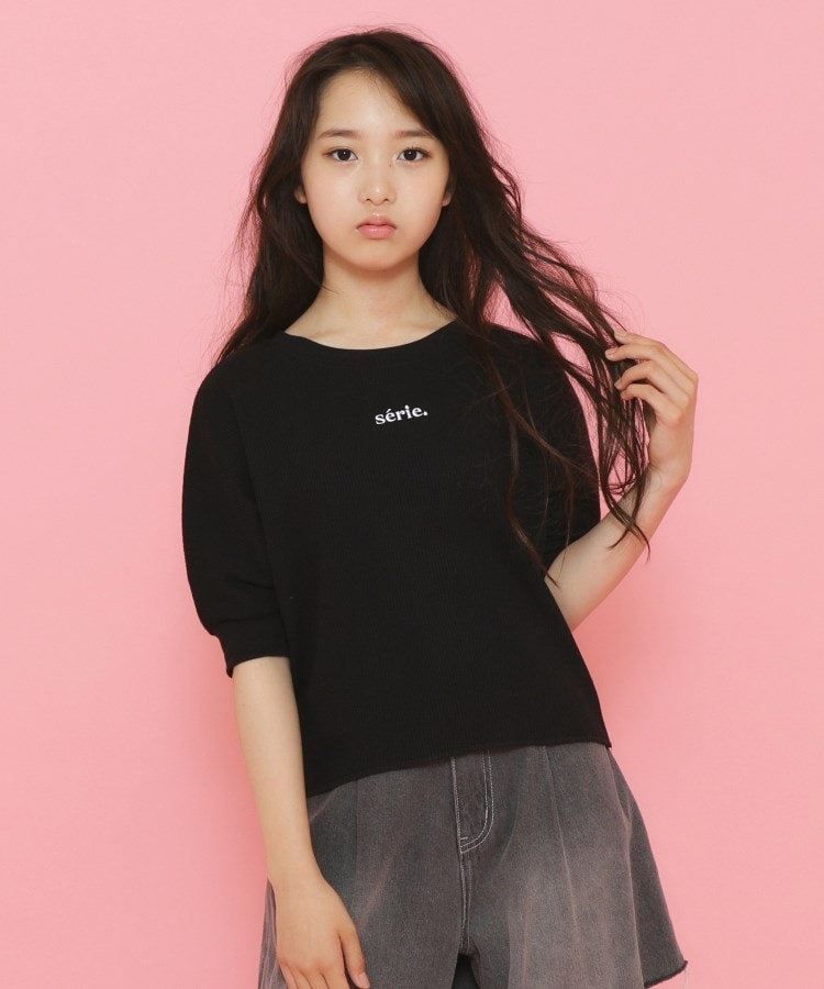 ピンク ラテ(PINK-latte)の【130cmあり】サーマルTシャツ ブラック(019)