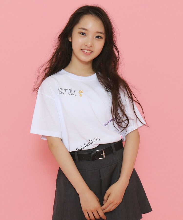 ピンク ラテ(PINK-latte)の【130cmあり】ミックスロゴゆるTシャツ1