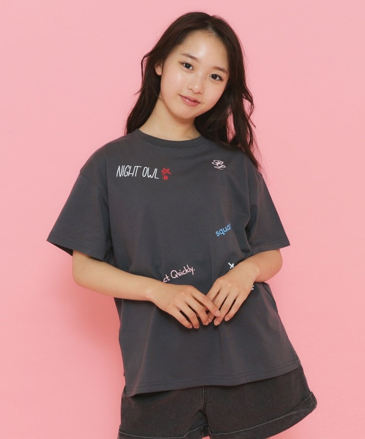 ピンク ラテ(PINK-latte)の【130cmあり】ミックスロゴゆるTシャツ9