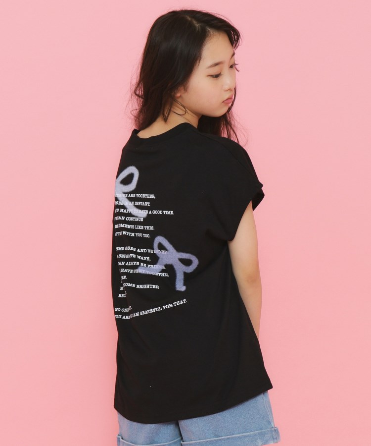 ピンク ラテ(PINK-latte)の【130cmあり】スプレープリントゆる Tシャツ ブラック(019)