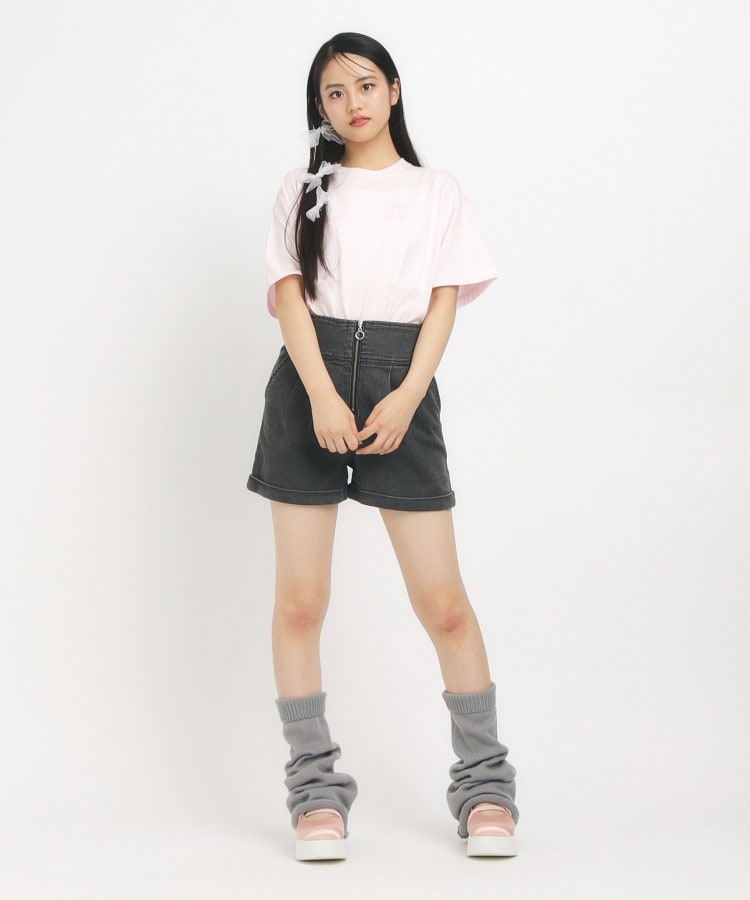ピンク ラテ(PINK-latte)の【130cmあり】リングジップデニムショートパンツ3