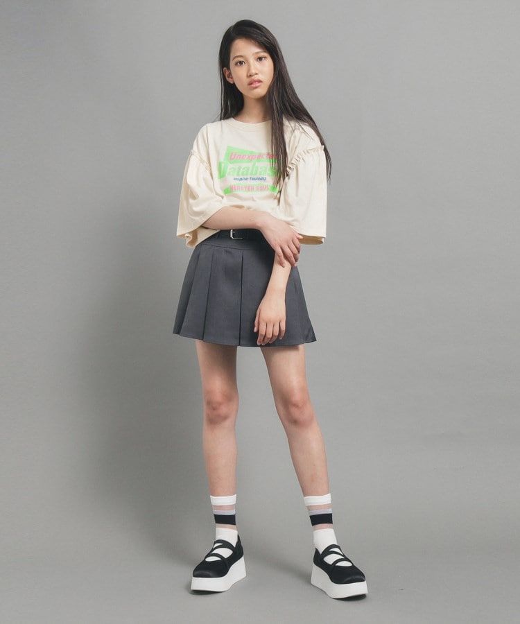 ピンク ラテ(PINK-latte)の【130cmあり】ミニフリル付きボリューム袖Tシャツ10
