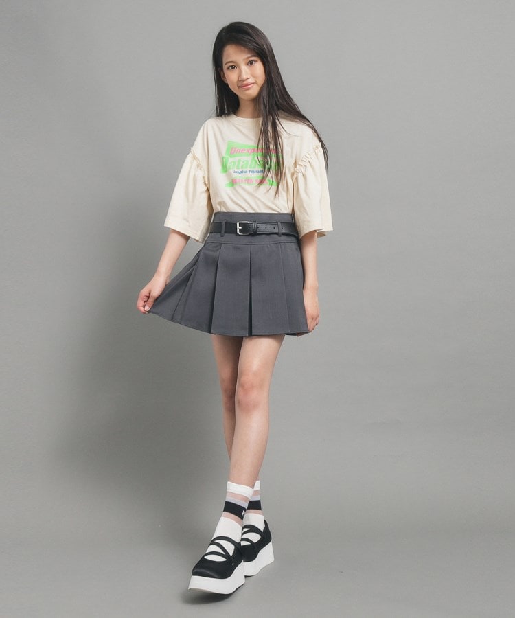 ピンク ラテ(PINK-latte)の【130cmあり】ミニフリル付きボリューム袖Tシャツ11