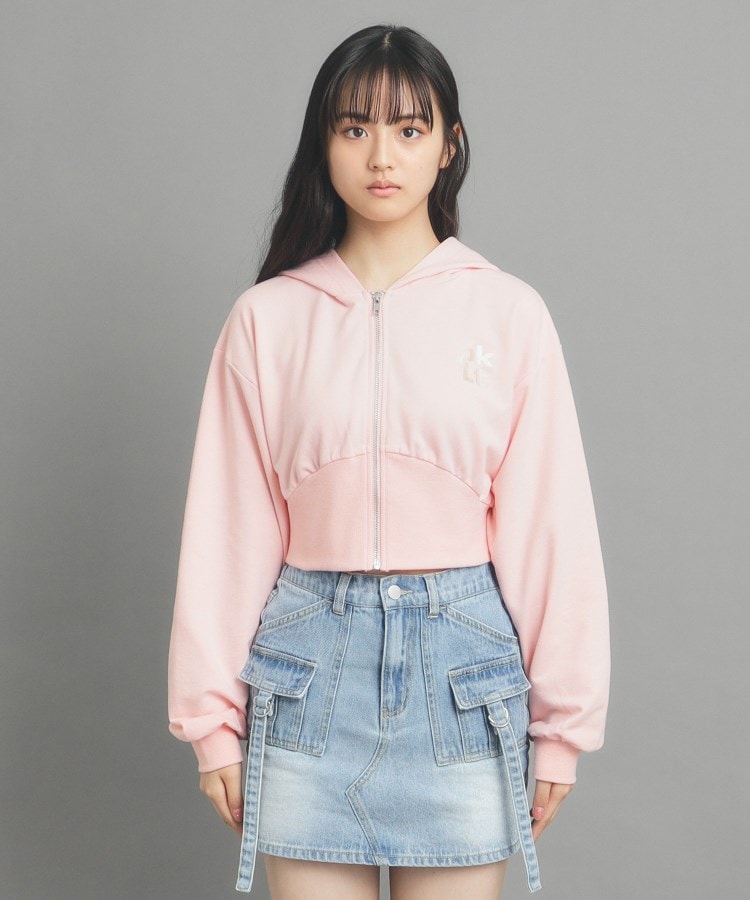 ピンク ラテ(PINK-latte)の【130cmあり】ショート丈フードジップパーカ13