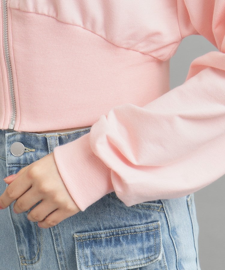 ピンク ラテ(PINK-latte)の【130cmあり】ショート丈フードジップパーカ17