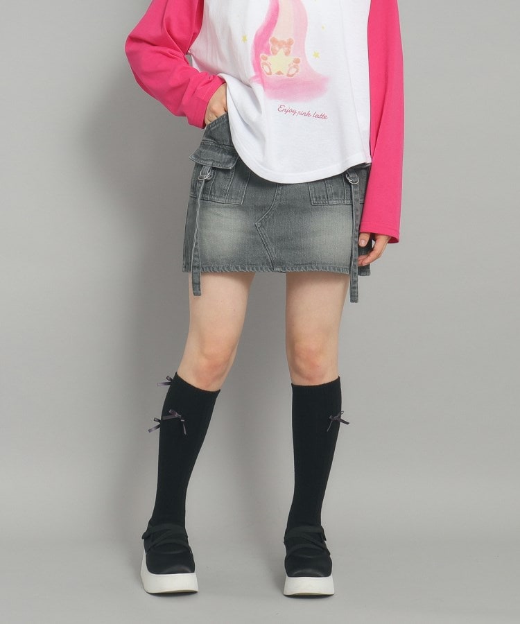 インナー付き】デニムカーゴスカート(デニムスカート) | PINK インナー付き】デニムカーゴスカート(デニムスカート) | PINK