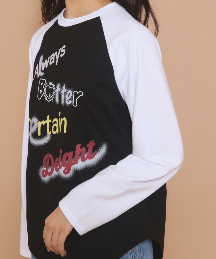 ピンク ラテ(PINK-latte)の【130cmあり】グラフィックロゴ ラグランTシャツ5