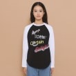 ピンク ラテ(PINK-latte)の【130cmあり】グラフィックロゴ ラグランTシャツ1