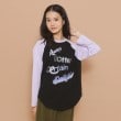 ピンク ラテ(PINK-latte)の【130cmあり】グラフィックロゴ ラグランTシャツ ブラック(519)