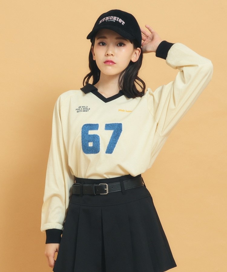 衿付きユニフォームロングTシャツ(カットソー) | PINK-latte 衿付きユニフォームロングTシャツ(カットソー) | PINK-latte