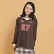 ピンク ラテ(PINK-latte)の衿付きユニフォームロングTシャツ ブラウン(043)