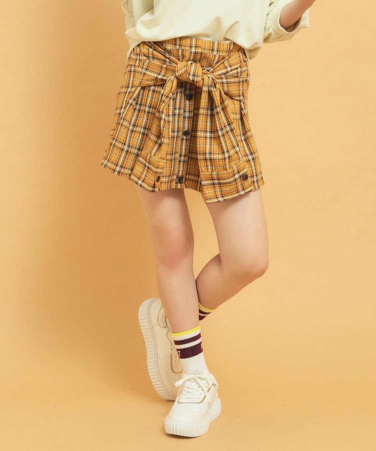 ピンク ラテ(PINK-latte)の【インナー付き】腰巻きネルシャツ風スカート14