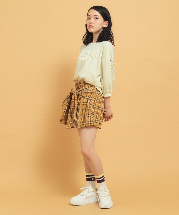 ピンク ラテ(PINK-latte)の【インナー付き】腰巻きネルシャツ風スカート16