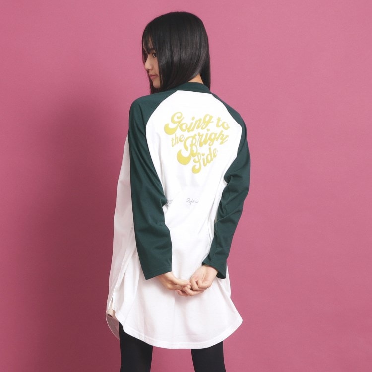 ピンク ラテ(PINK-latte)のラグランスリーブクルーネックチュニックTシャツ ミニワンピース