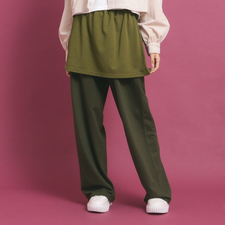 ピンク ラテ(PINK-latte)のバックプリントスカート付レイヤードパンツ フルレングスパンツ