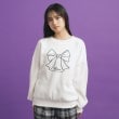 ピンク ラテ(PINK-latte)のリボン立体刺繍裏起毛プルオーバー アイボリー(004)