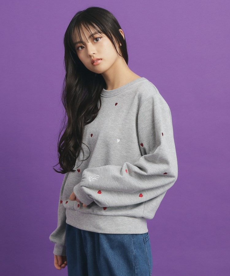 ピンク ラテ(PINK-latte)の総 刺繍ラメ裏毛トップス7