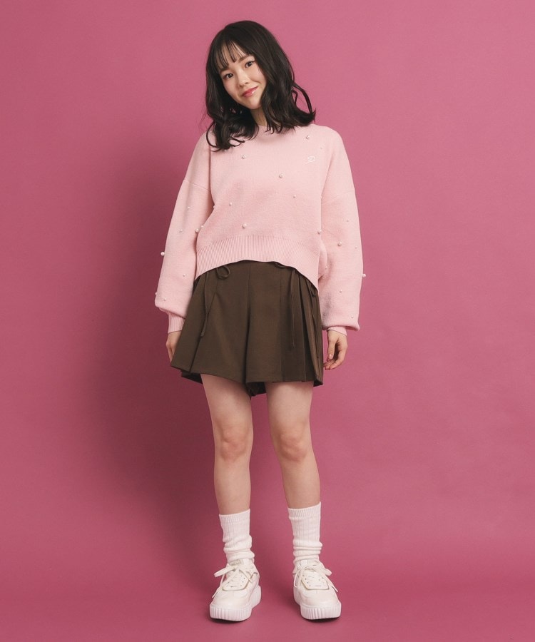 ピンク ラテ(PINK-latte)の【一目惚れニット】バックリボン ニットパール調トップス16