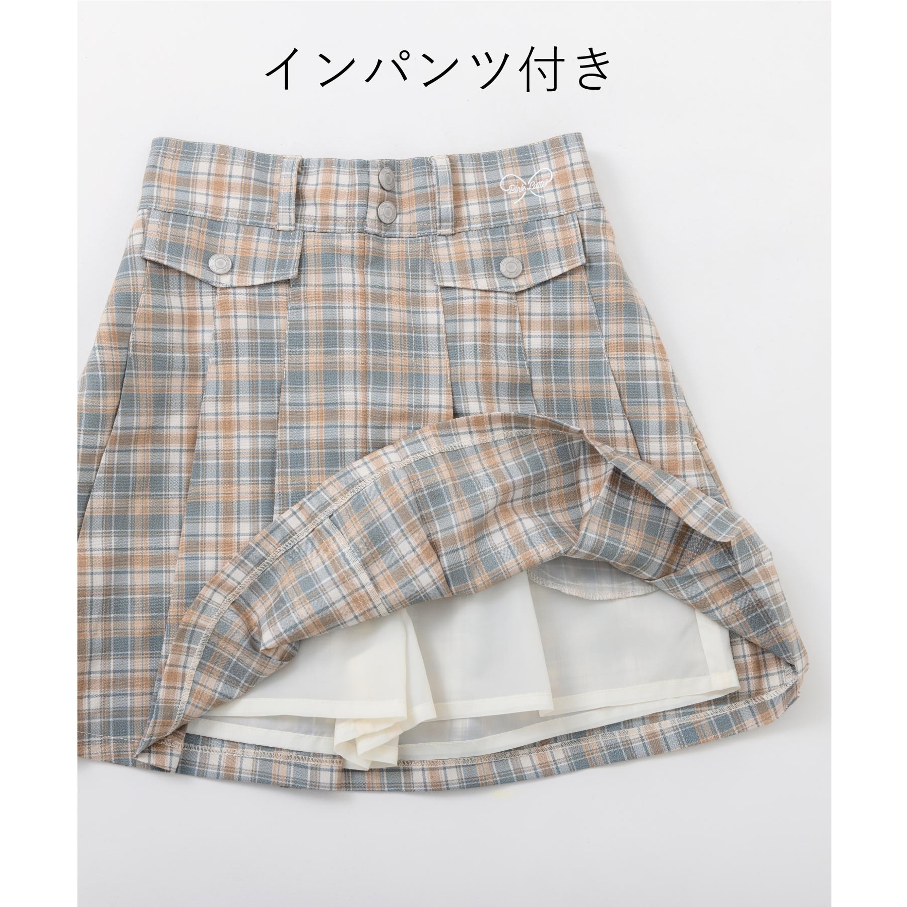 ピンク ラテ(PINK-latte)の前ポケットデザインタックプリーツスカート18