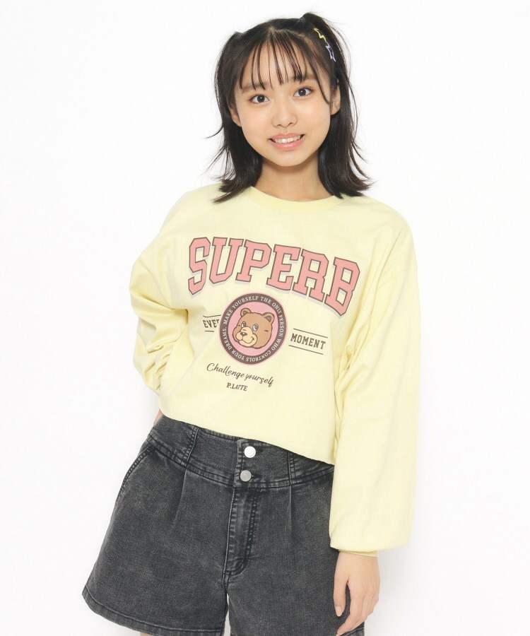 クマカレッジロングTシャツ(カットソー) | PINK-latte(ピンク クマカレッジロングTシャツ(カットソー) | PINK-latte(ピンク