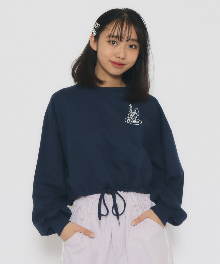 ドロスト裾ワッペンデザインロングTシャツ(カットソー) | PINK ドロスト裾ワッペンデザインロングTシャツ(カットソー) | PINK