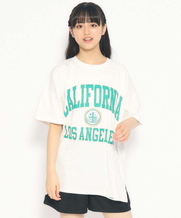 綿100%】定番人気カレッジロゴチュニックTシャツ(カットソー 綿100%】定番人気カレッジロゴチュニックTシャツ(カットソー