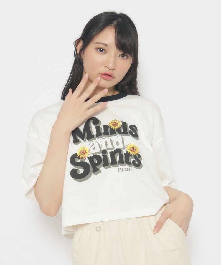 ひまわりプリント リンガーTシャツ(Tシャツ) | PINK-latte ひまわりプリント リンガーTシャツ(Tシャツ) | PINK-latte