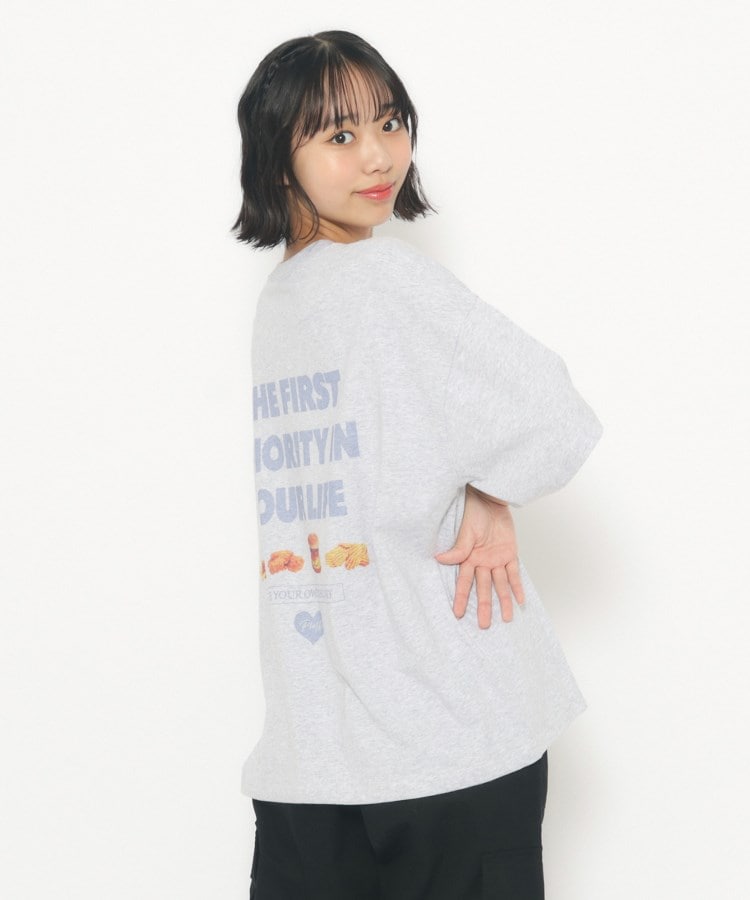 ピンク ラテ(PINK-latte)のフードモチーフTシャツ ライトグレー(011)