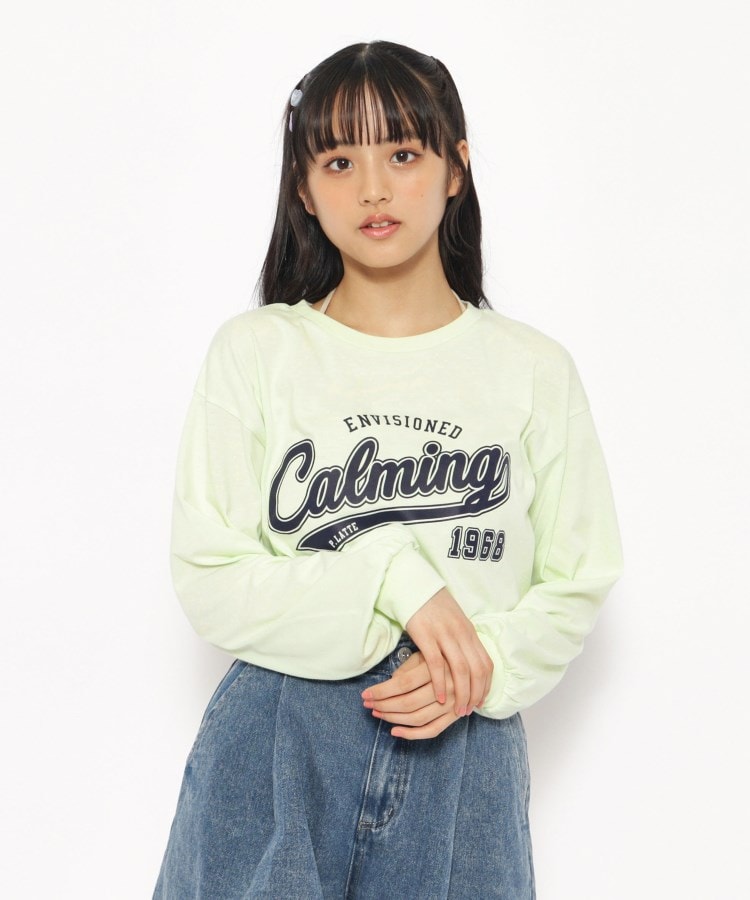 ピンク ラテ(PINK-latte)の【130cmあり】カレッジロゴロングTシャツ5