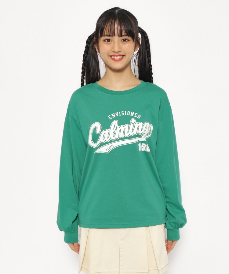 ピンク ラテ(PINK-latte)の【130cmあり】カレッジロゴロングTシャツ21