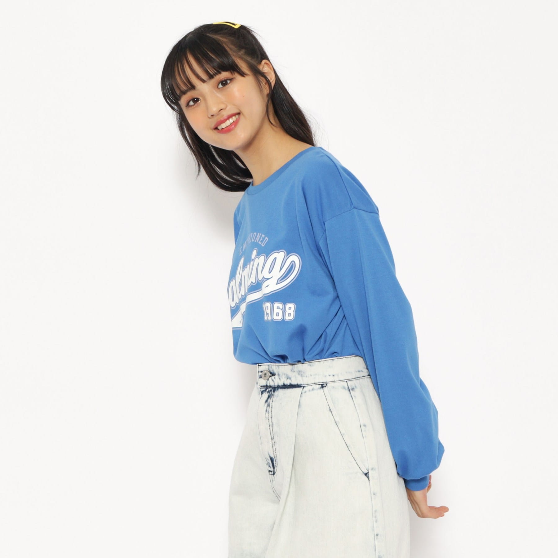 ピンク ラテ(PINK-latte)の【130cmあり】カレッジロゴロングTシャツ13