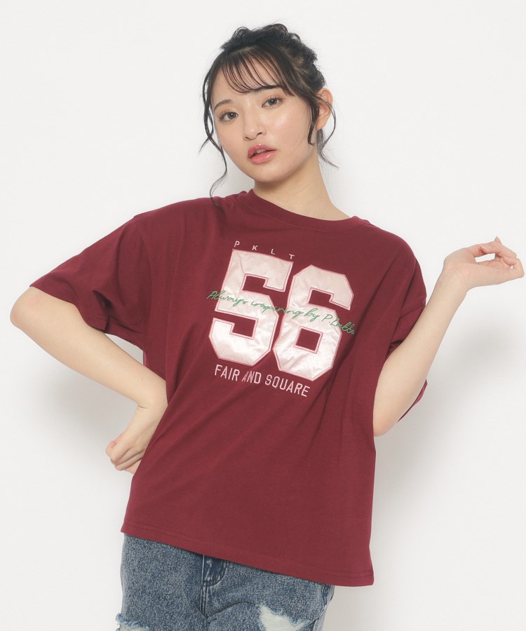 ピンク ラテ(PINK-latte)のサテンアップリケアソートTシャツ10