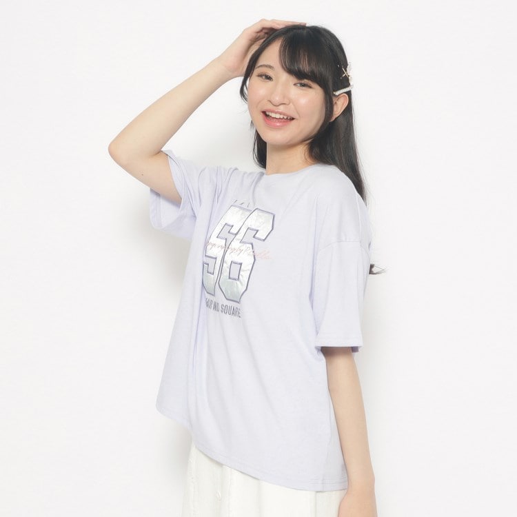 ピンク ラテ(PINK-latte)のサテンアップリケアソートTシャツ Ｔシャツ