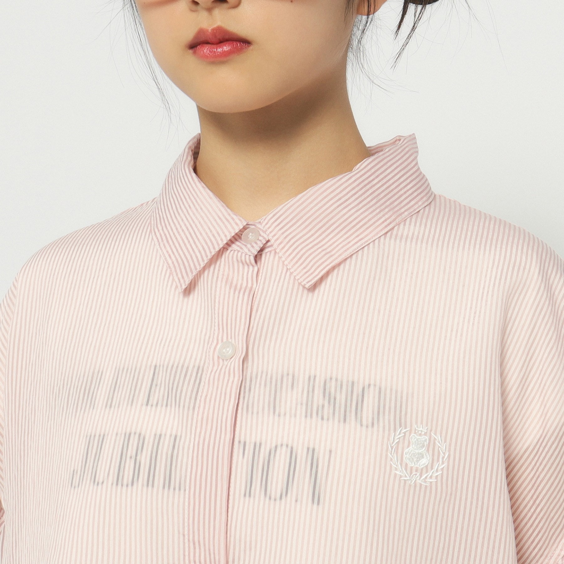 ピンク ラテ(PINK-latte)の【2点SET】シアーストライプシャツインナーTシャツSET16