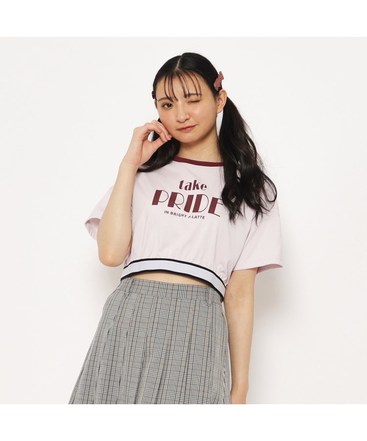 ピンク ラテ(PINK-latte)の【ニコラ4月号掲載　池端杏慈×トレンド部コラボ】短丈リンガーTシャツ6