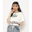 ピンク ラテ(PINK-latte)の【ニコラ4月号掲載　池端杏慈×トレンド部コラボ】短丈リンガーTシャツ オフホワイト(003)