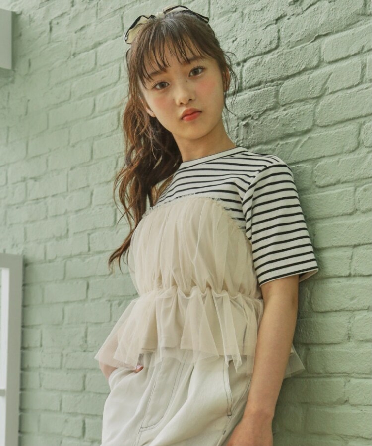 ピンク ラテ(PINK-latte)のチュールドッキングTシャツ20