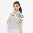 ピンク ラテ(PINK-latte)のチュールドッキングTシャツ[半袖] ライトグレー(011)