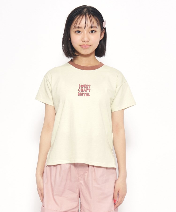 ピンク ラテ(PINK-latte)のリンガー配色コンパクトTシャツ13