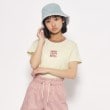 ピンク ラテ(PINK-latte)のリンガー配色コンパクトTシャツ イエロー(021)