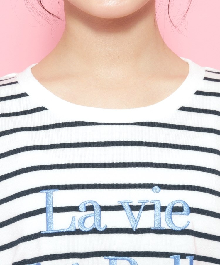 ピンク ラテ(PINK-latte)の袖リボンTシャツ【五分袖】【クロップド丈】16