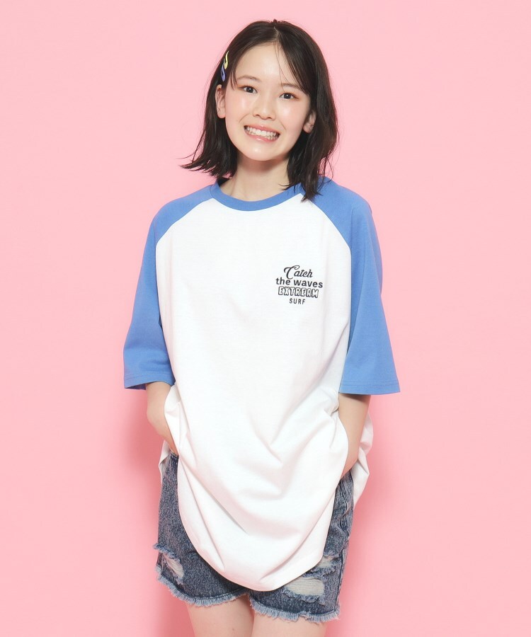 ピンク ラテ(PINK-latte)の【大人気商品!追加】配色ラグランチュニックTシャツ5
