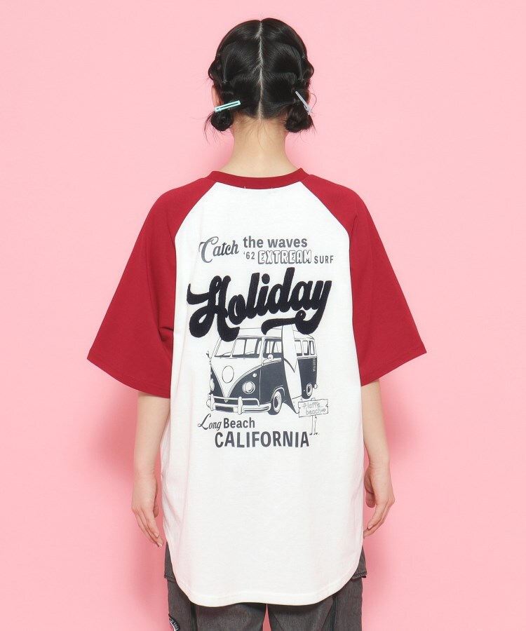 ピンク ラテ(PINK-latte)の【大人気商品!追加】配色ラグランチュニックTシャツ15